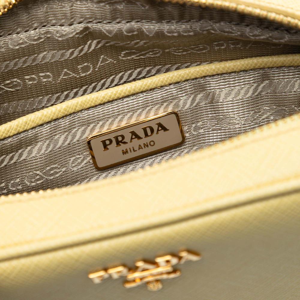 Prada AB Prada Yellow Light Yellow Saffiano Leather Lux Camera Bag Italy