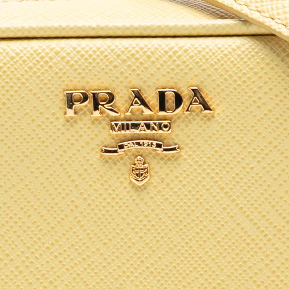 Prada AB Prada Yellow Light Yellow Saffiano Leather Lux Camera Bag Italy