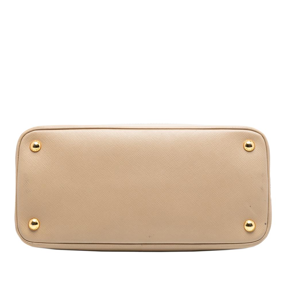 Prada B Prada Brown Light Beige Saffiano Leather Medium Lux Open Promenade Satchel Italy