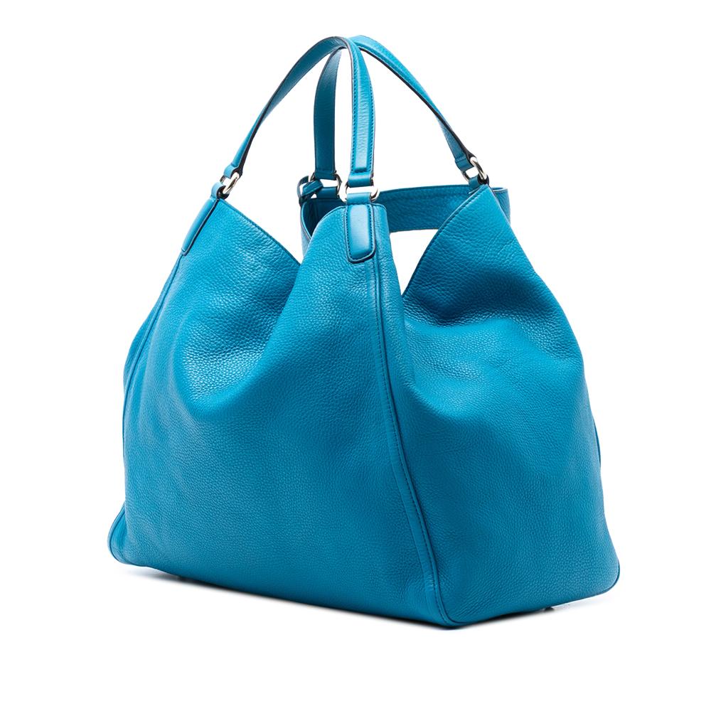 Gucci B Gucci Blue Aqua Calf Leather Large Soho Cellarius Tote Italy