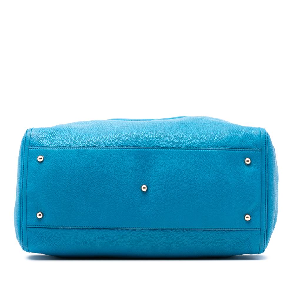 Gucci B Gucci Blue Aqua Calf Leather Large Soho Cellarius Tote Italy