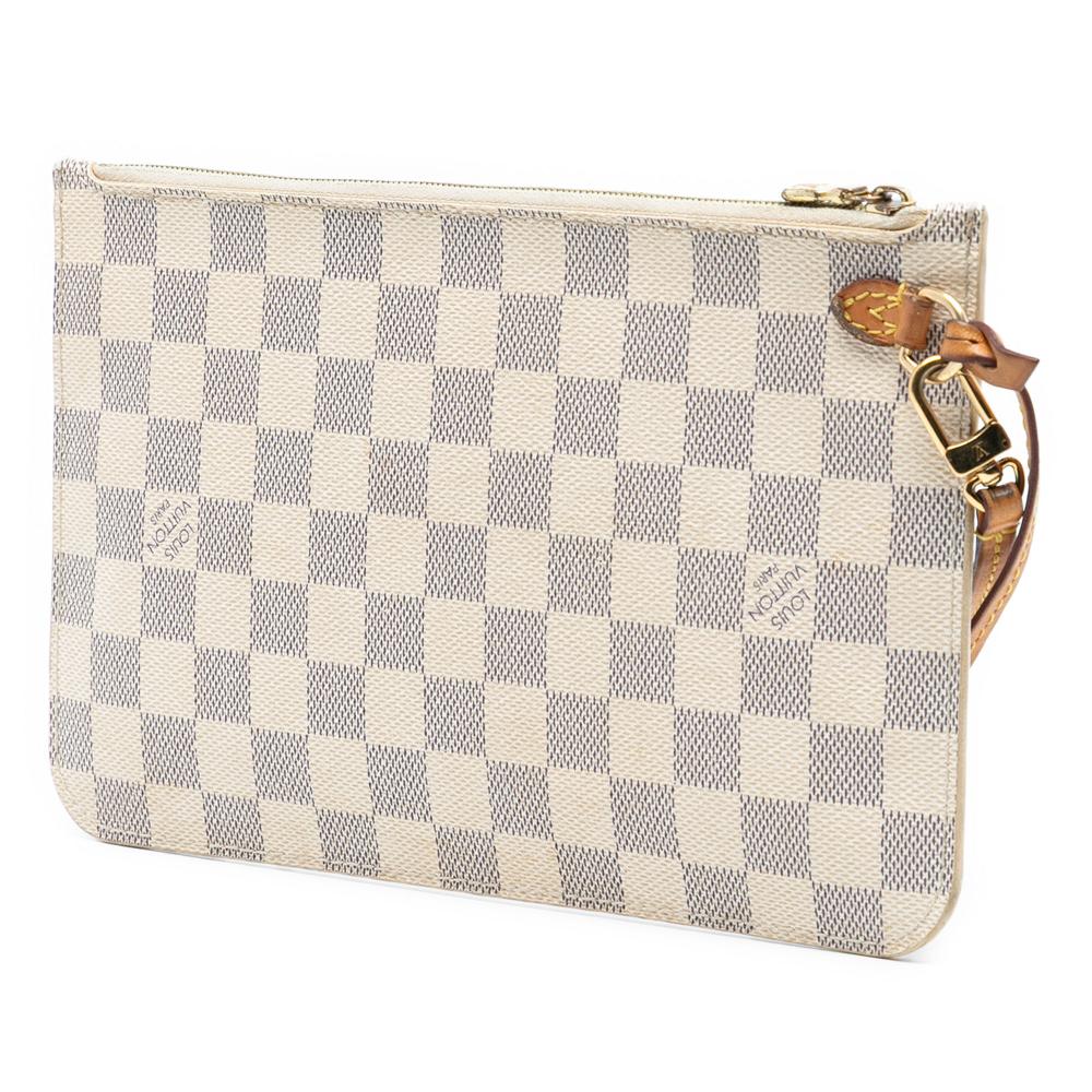 Louis Vuitton B Louis Vuitton White Damier Canvas Fabric Damier Azur Neverfull MM Pouch Spain