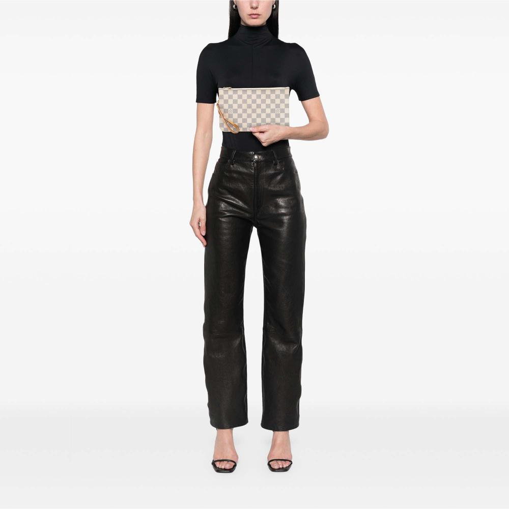 Louis Vuitton B Louis Vuitton White Damier Canvas Fabric Damier Azur Neverfull MM Pouch Spain