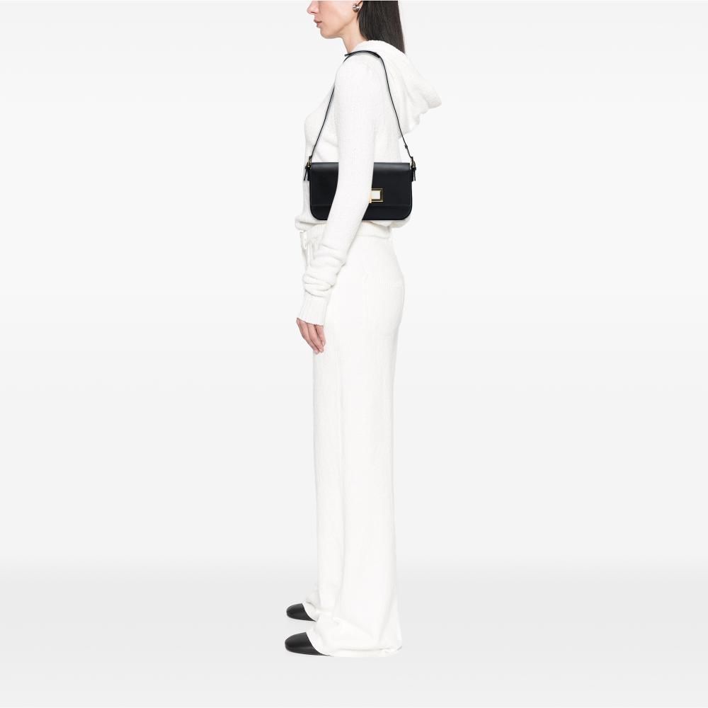 Fendi B Fendi Black Calf Leather 3Baguette Shoulder Bag Italy