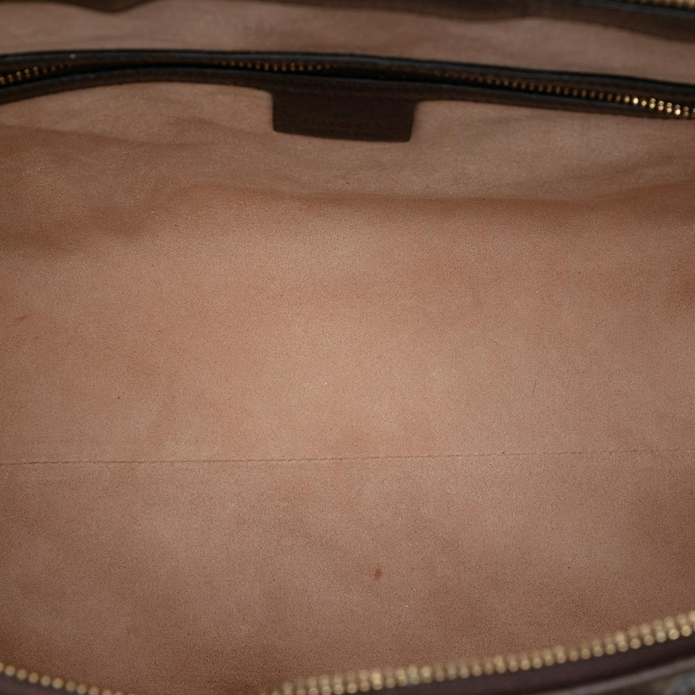 Gucci B Gucci Brown Beige Coated Canvas Fabric GG Supreme Ophidia Satchel Italy