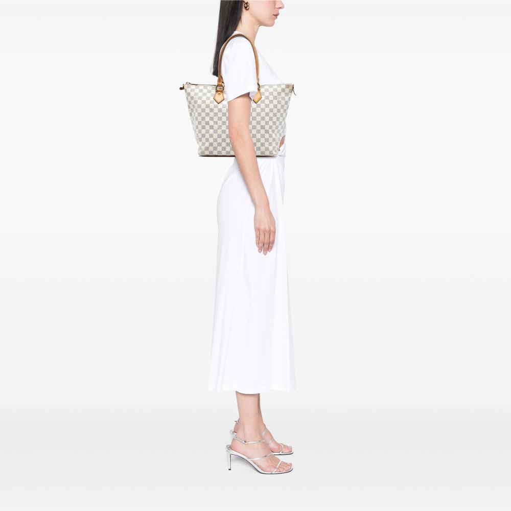 Louis Vuitton B Louis Vuitton White Damier Canvas Fabric Damier Azur Saleya MM France