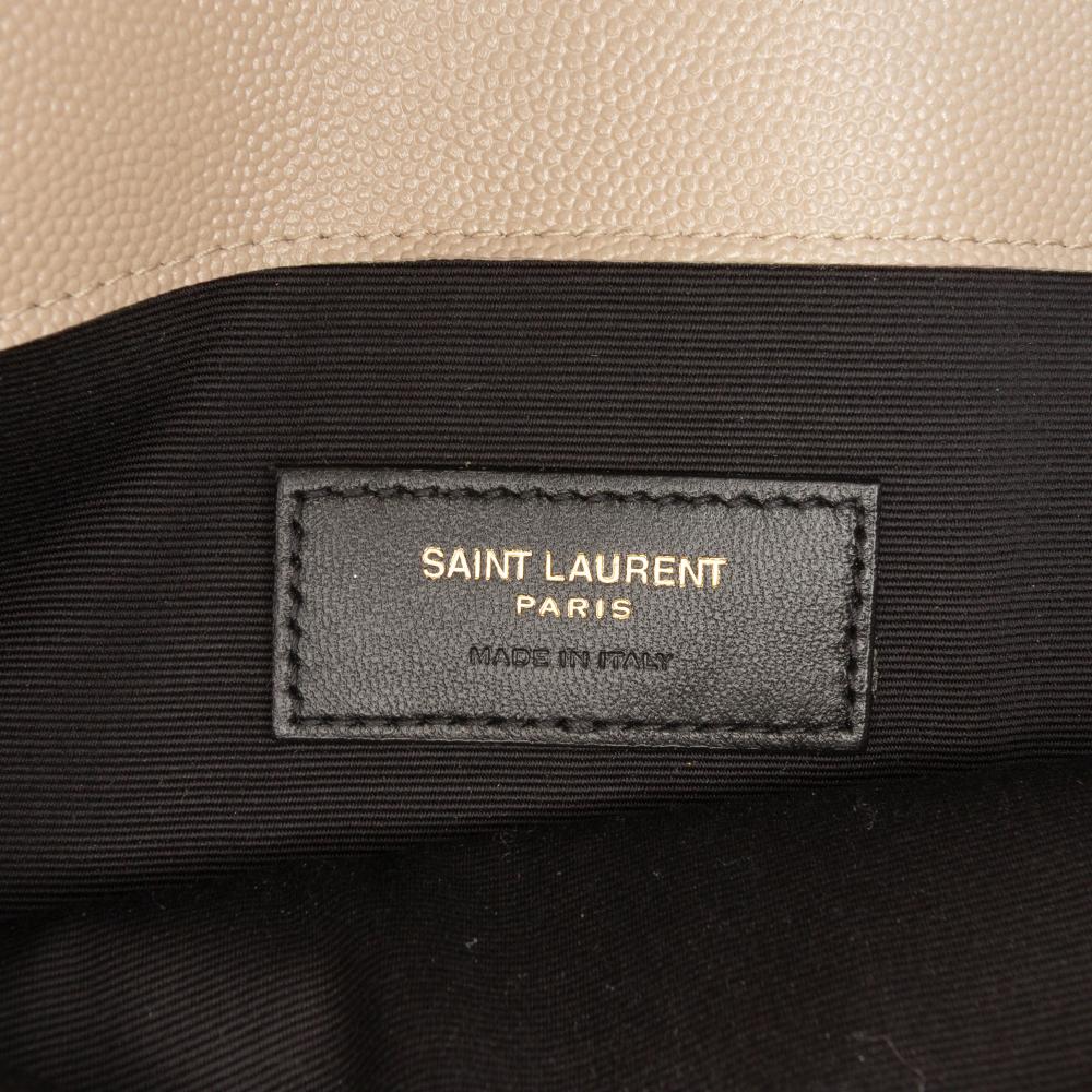 Saint Laurent AB Saint Laurent Brown Nude Calf Leather Grain De Poudre Uptown Pouch Italy