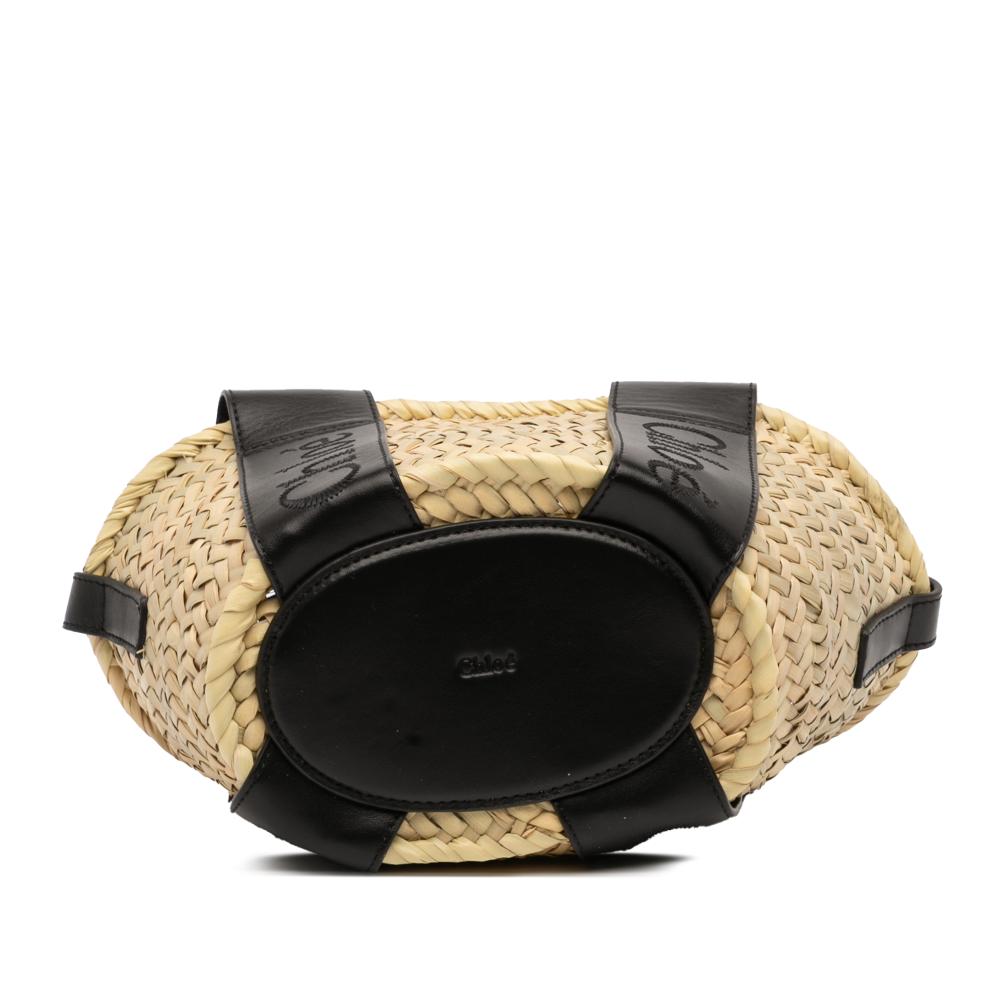 Chloé B Chloé Brown Beige Raffia Natural Material Small and Smooth Calfskin Sense Basket Tote Spain