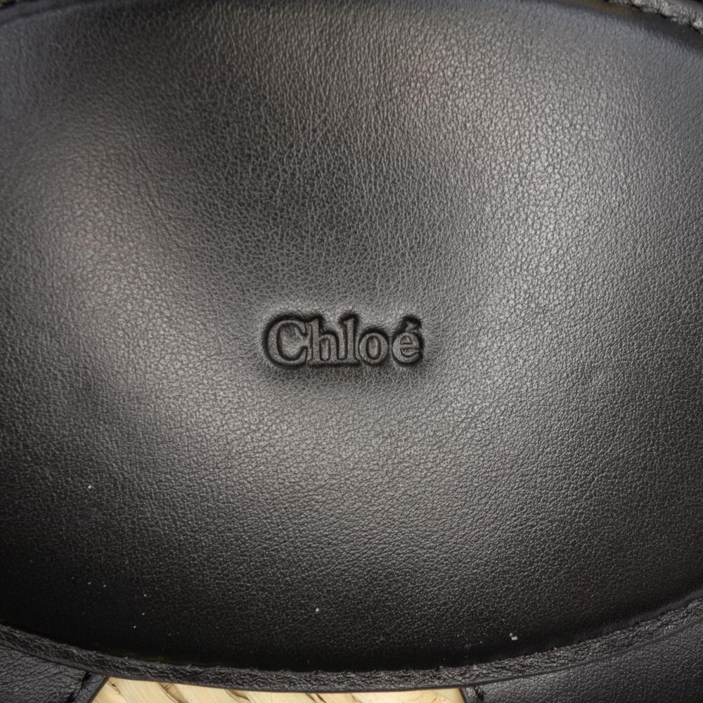 Chloé B Chloé Brown Beige Raffia Natural Material Small and Smooth Calfskin Sense Basket Tote Spain