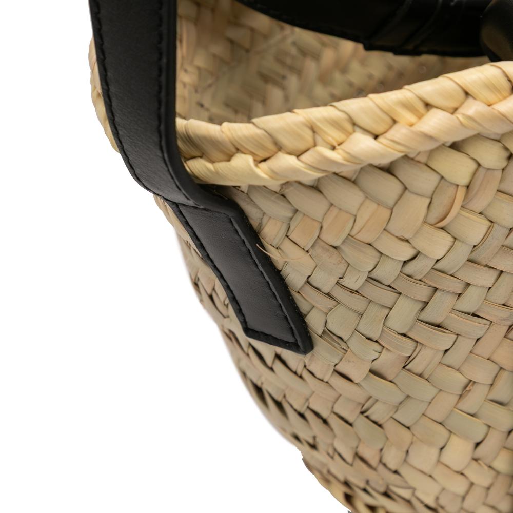 Chloé B Chloé Brown Beige Raffia Natural Material Small and Smooth Calfskin Sense Basket Tote Spain