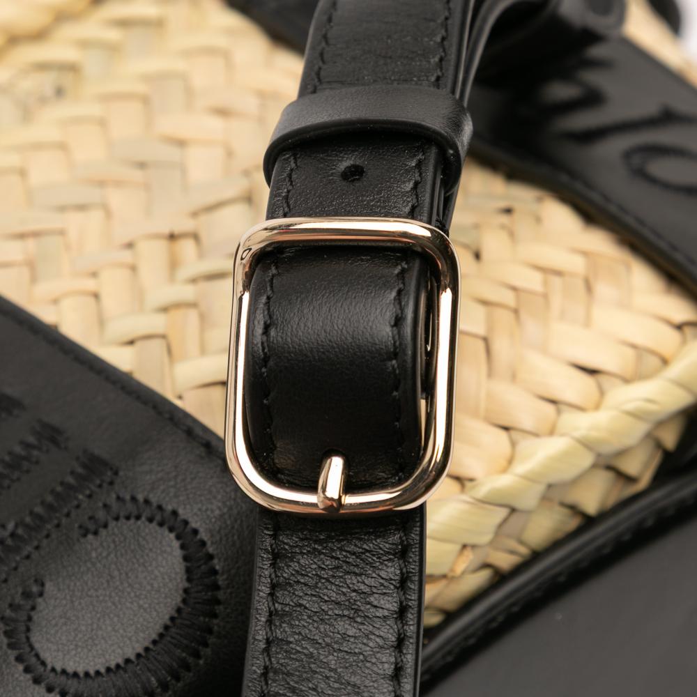 Chloé B Chloé Brown Beige Raffia Natural Material Small and Smooth Calfskin Sense Basket Tote Spain