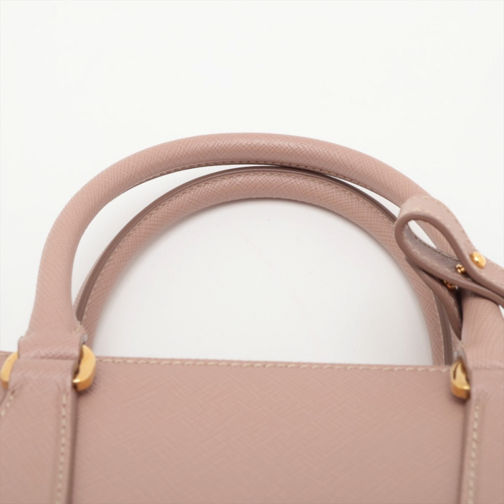 Prada Galleria Small Saffiano Lux Leather 2-Ways Handbag Beige Pink