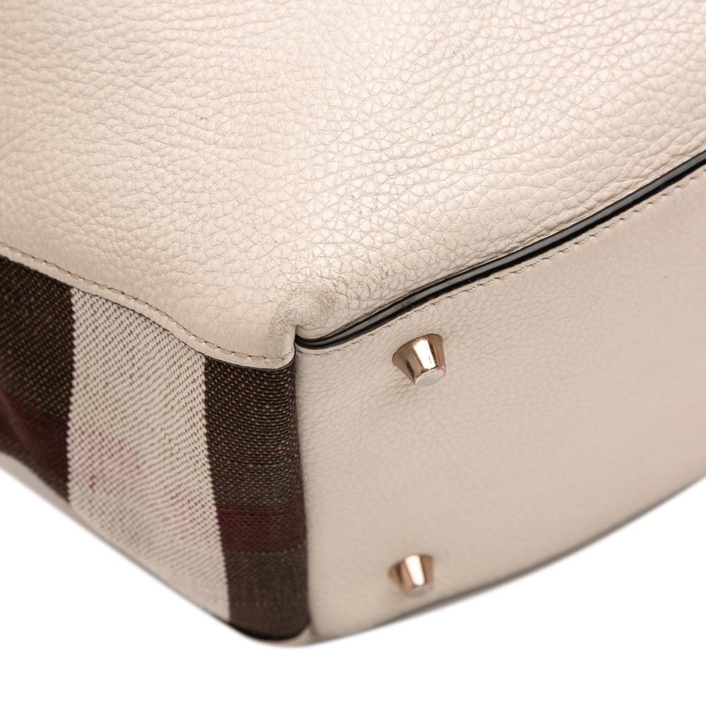 Burberry B Burberry Brown Light Beige Calf Leather Medium and House Check Canvas Maidstone Satchel China