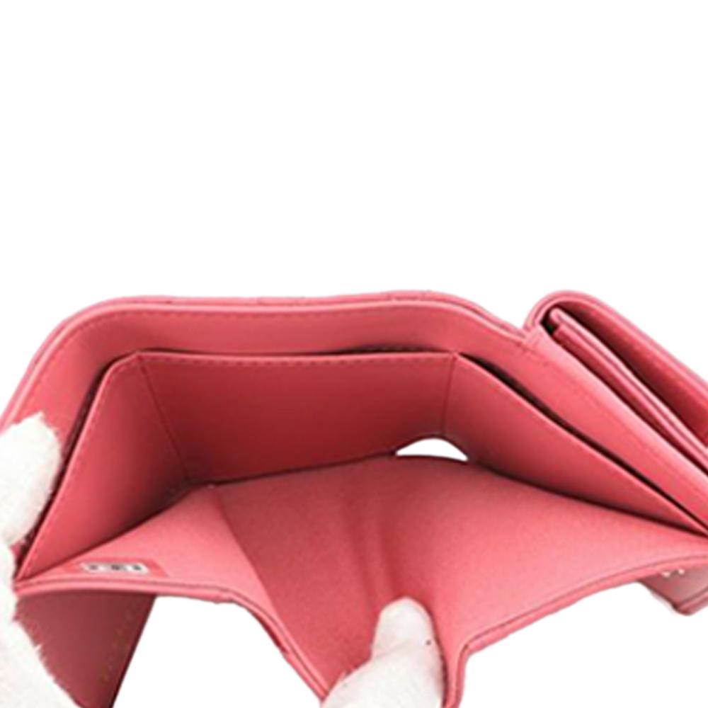 Chanel AB Chanel Pink Caviar Leather Leather Quilted Caviar Boy Compact Wallet Italy