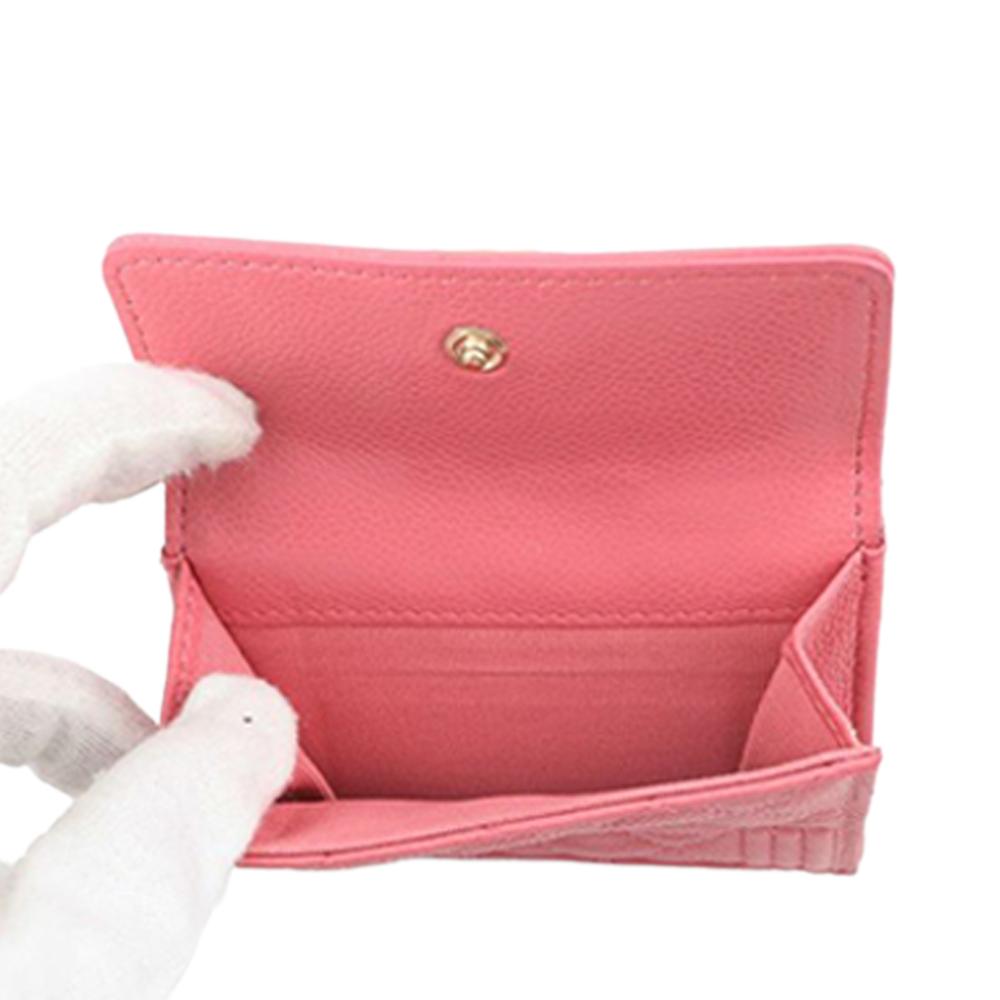 Chanel AB Chanel Pink Caviar Leather Leather Quilted Caviar Boy Compact Wallet Italy
