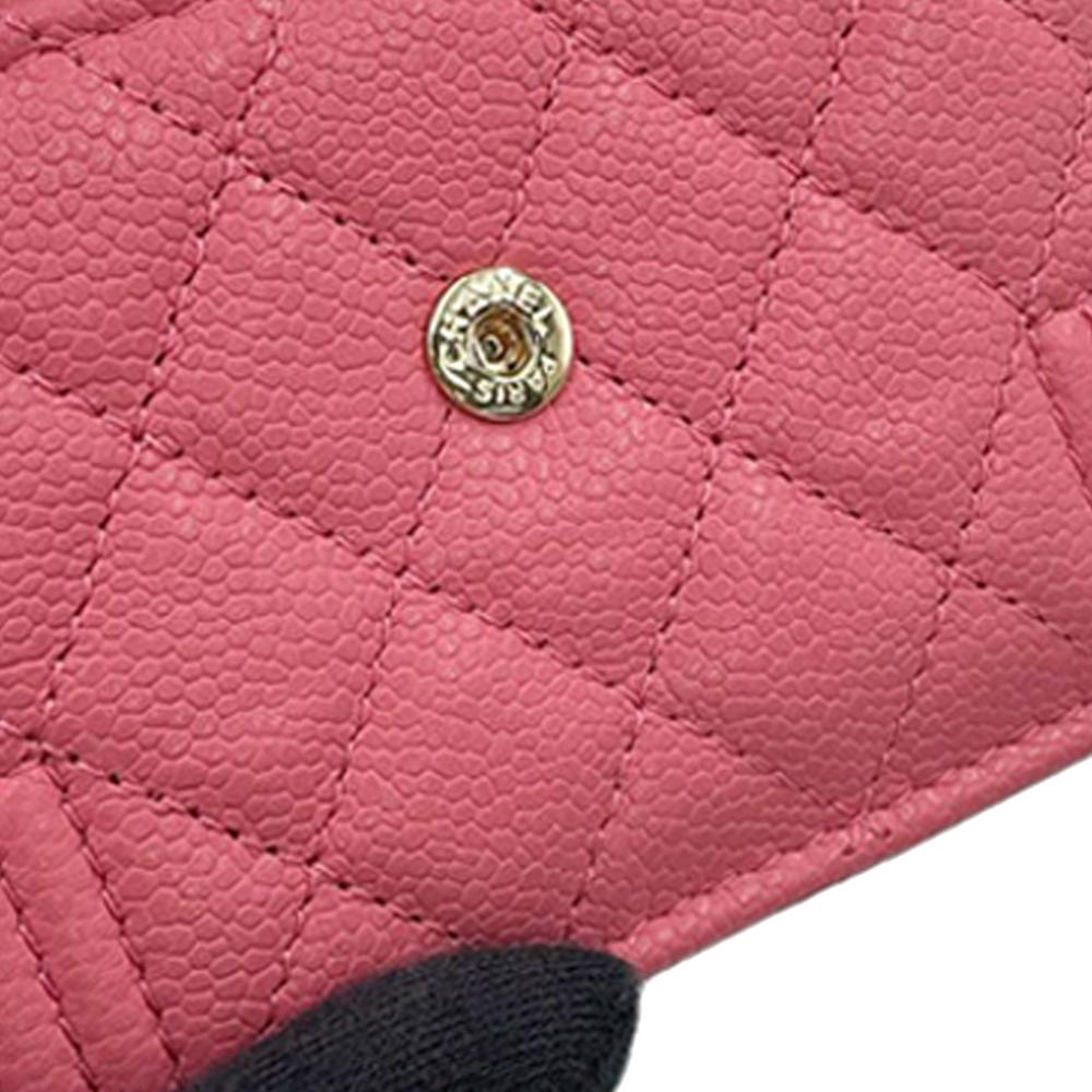 Chanel AB Chanel Pink Caviar Leather Leather Quilted Caviar Boy Compact Wallet Italy