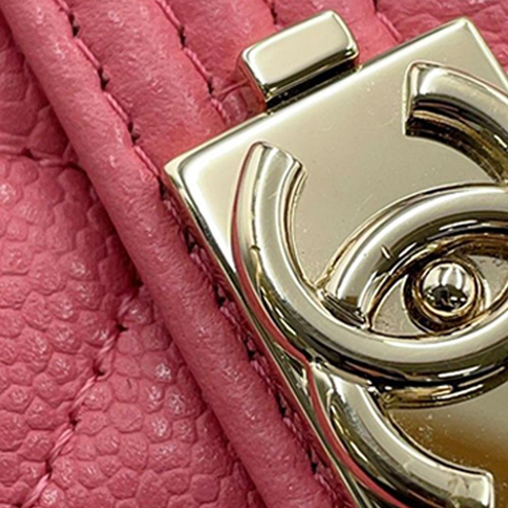 Chanel AB Chanel Pink Caviar Leather Leather Quilted Caviar Boy Compact Wallet Italy