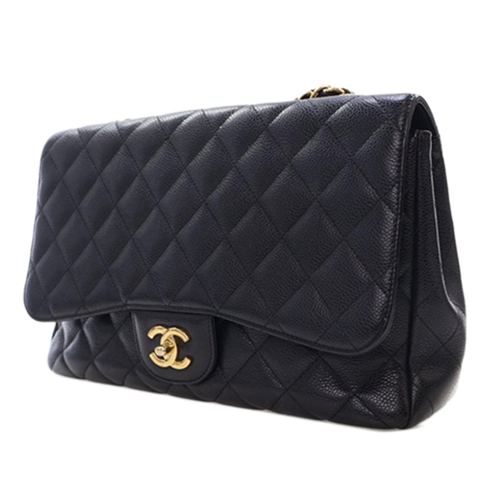 Chanel B Chanel Black Caviar Leather Leather Jumbo Classic Caviar Single Flap Italy