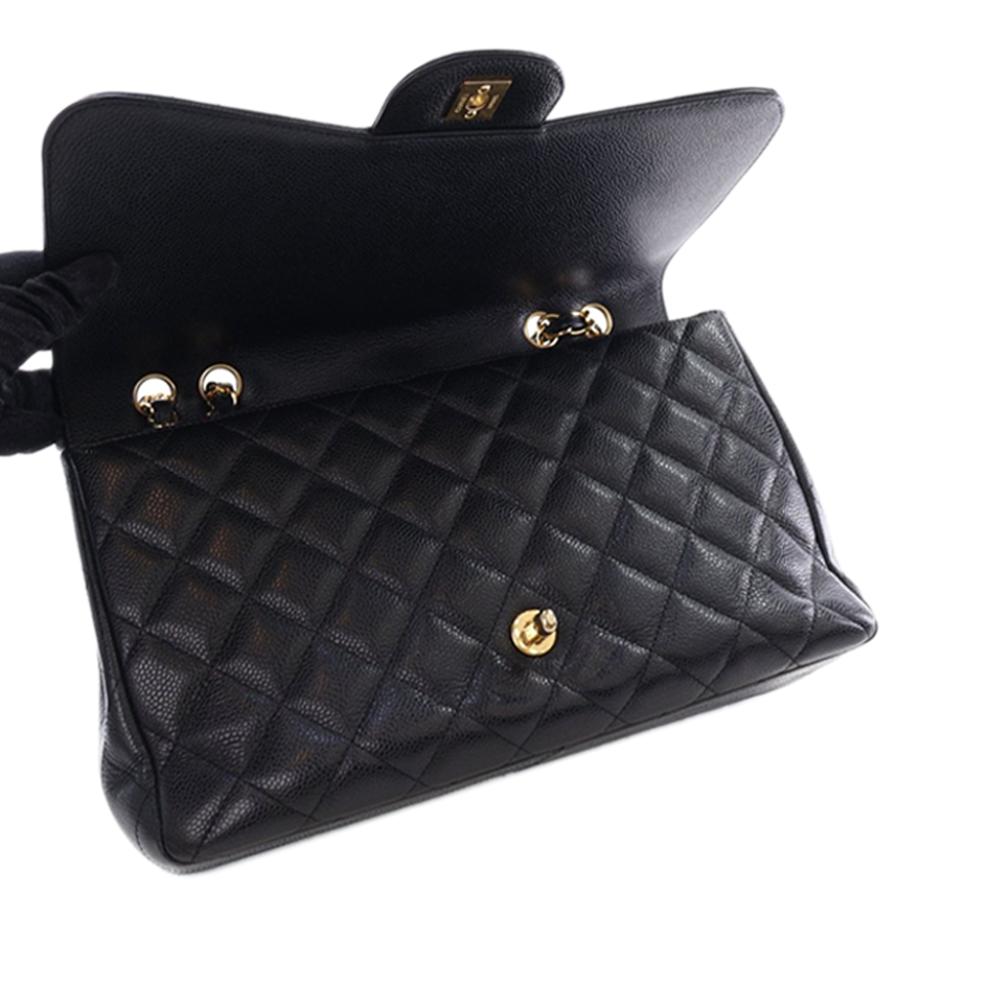 Chanel B Chanel Black Caviar Leather Leather Jumbo Classic Caviar Single Flap Italy