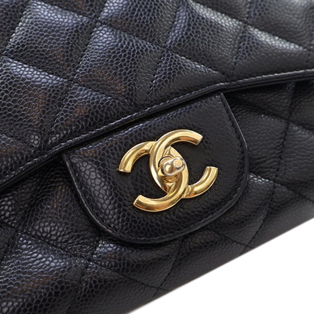 Chanel B Chanel Black Caviar Leather Leather Jumbo Classic Caviar Single Flap Italy