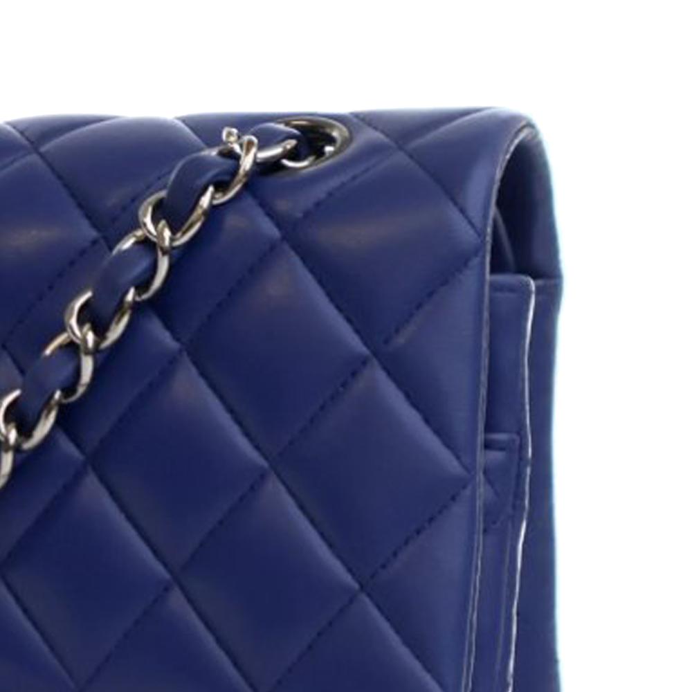 Chanel AB Chanel Blue Dark Blue Lambskin Leather Leather Medium Classic Lambskin Double Flap France