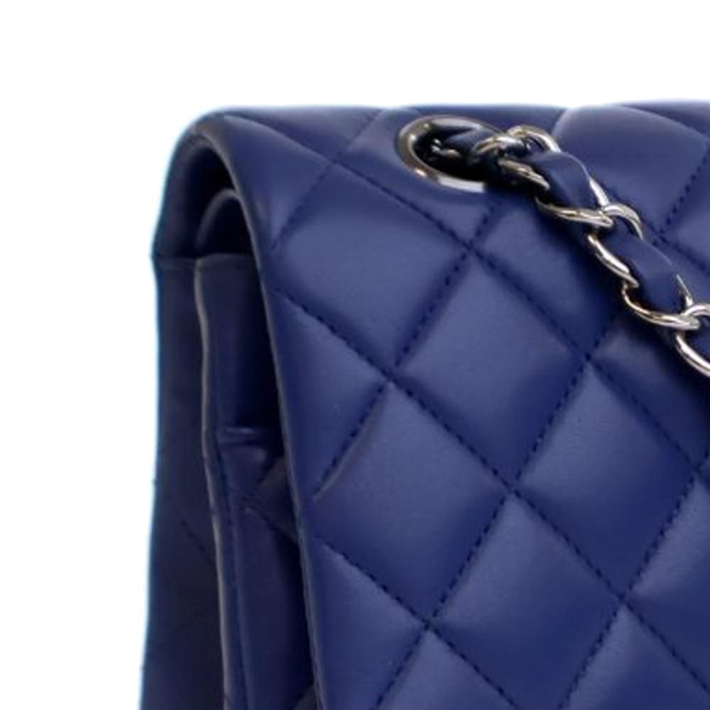Chanel AB Chanel Blue Dark Blue Lambskin Leather Leather Medium Classic Lambskin Double Flap France