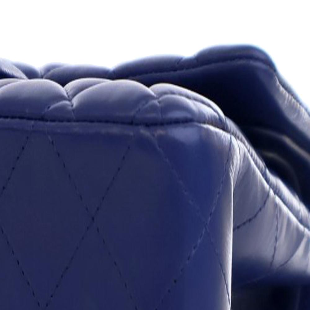 Chanel AB Chanel Blue Dark Blue Lambskin Leather Leather Medium Classic Lambskin Double Flap France