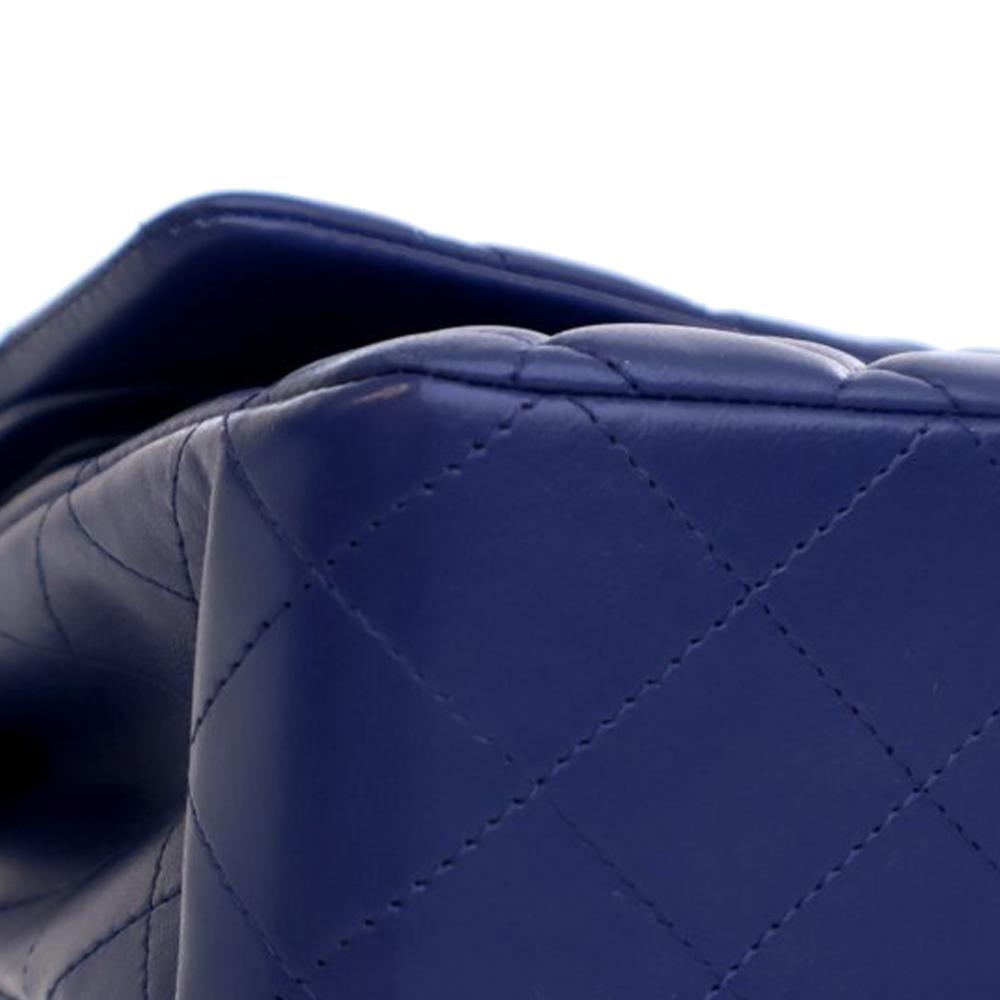 Chanel AB Chanel Blue Dark Blue Lambskin Leather Leather Medium Classic Lambskin Double Flap France