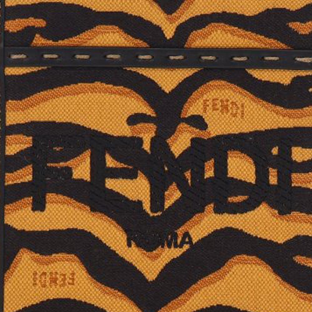 Fendi AB Fendi Brown Canvas Fabric Mini Embroidered Zebra Print Sunshine Shopper Tote Italy