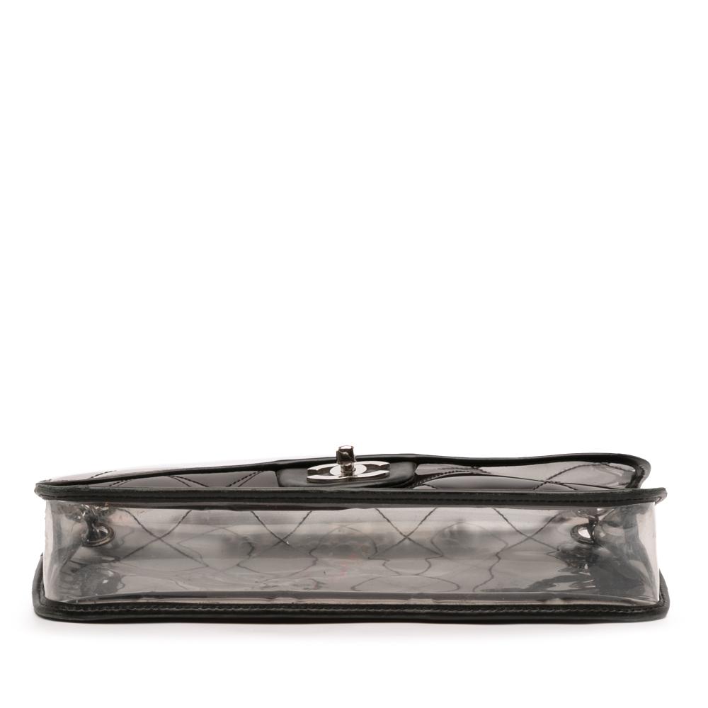 Chanel B Chanel Black PVC Plastic Stitched and Calfskin Naked Flap Italy