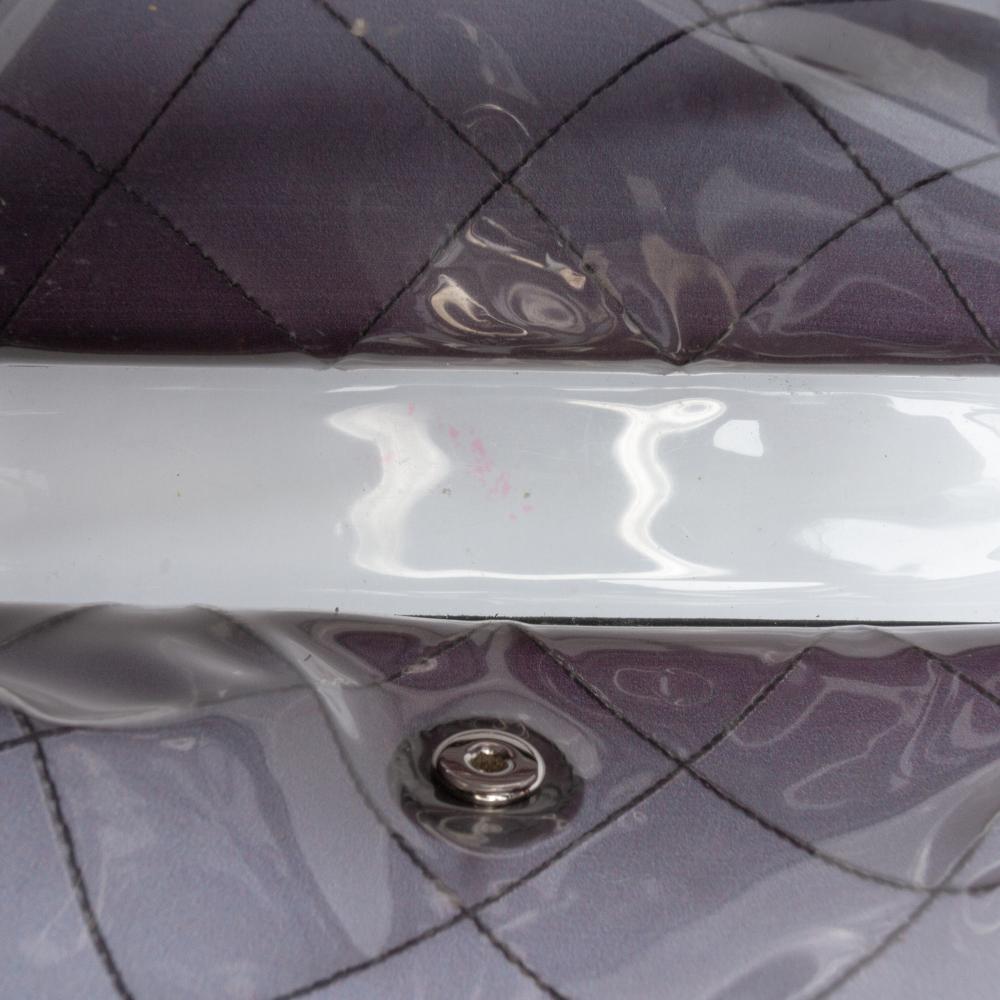 Chanel B Chanel Black PVC Plastic Stitched and Calfskin Naked Flap Italy