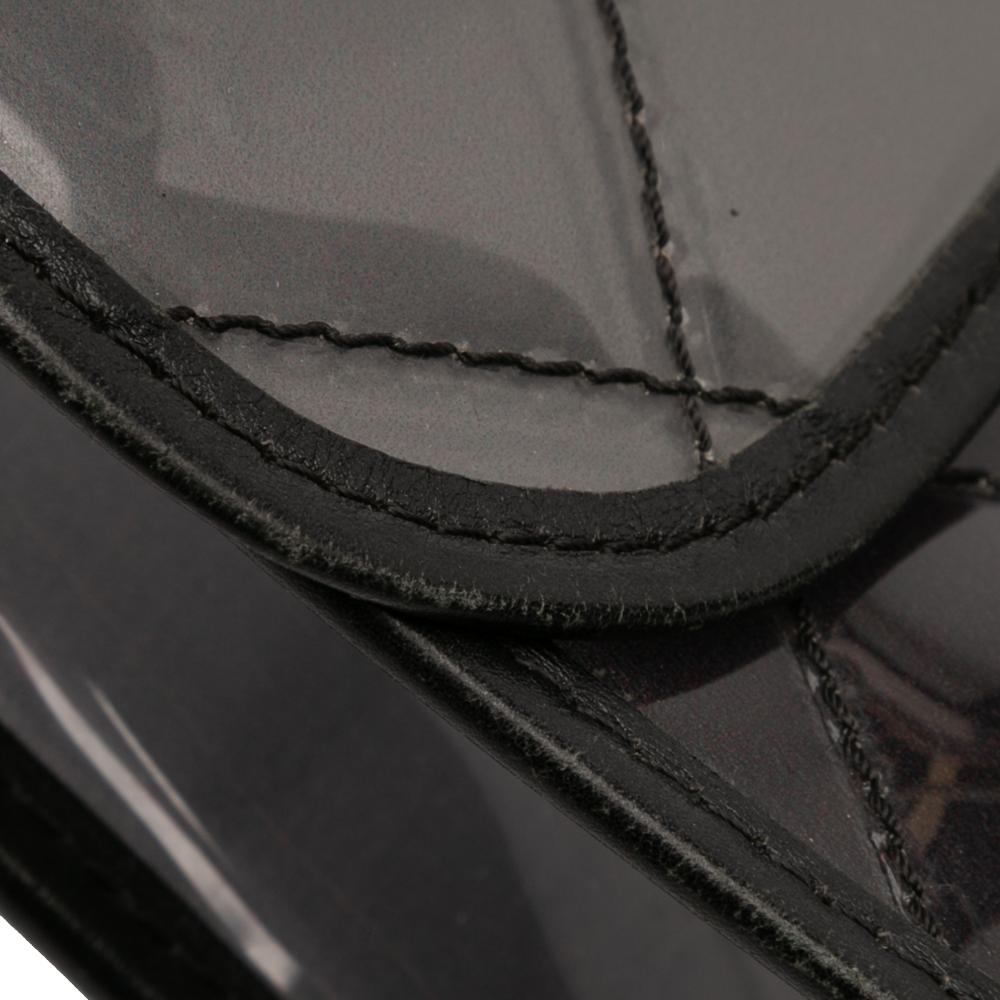 Chanel B Chanel Black PVC Plastic Stitched and Calfskin Naked Flap Italy