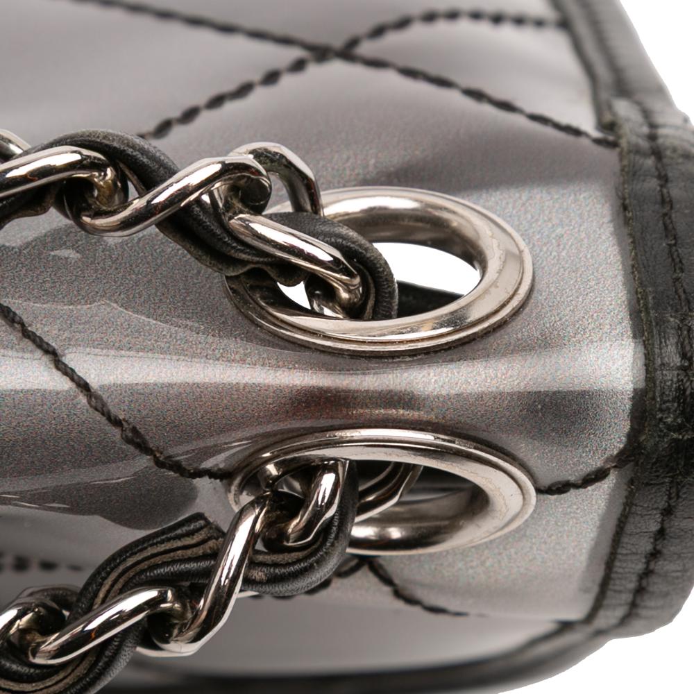 Chanel B Chanel Black PVC Plastic Stitched and Calfskin Naked Flap Italy