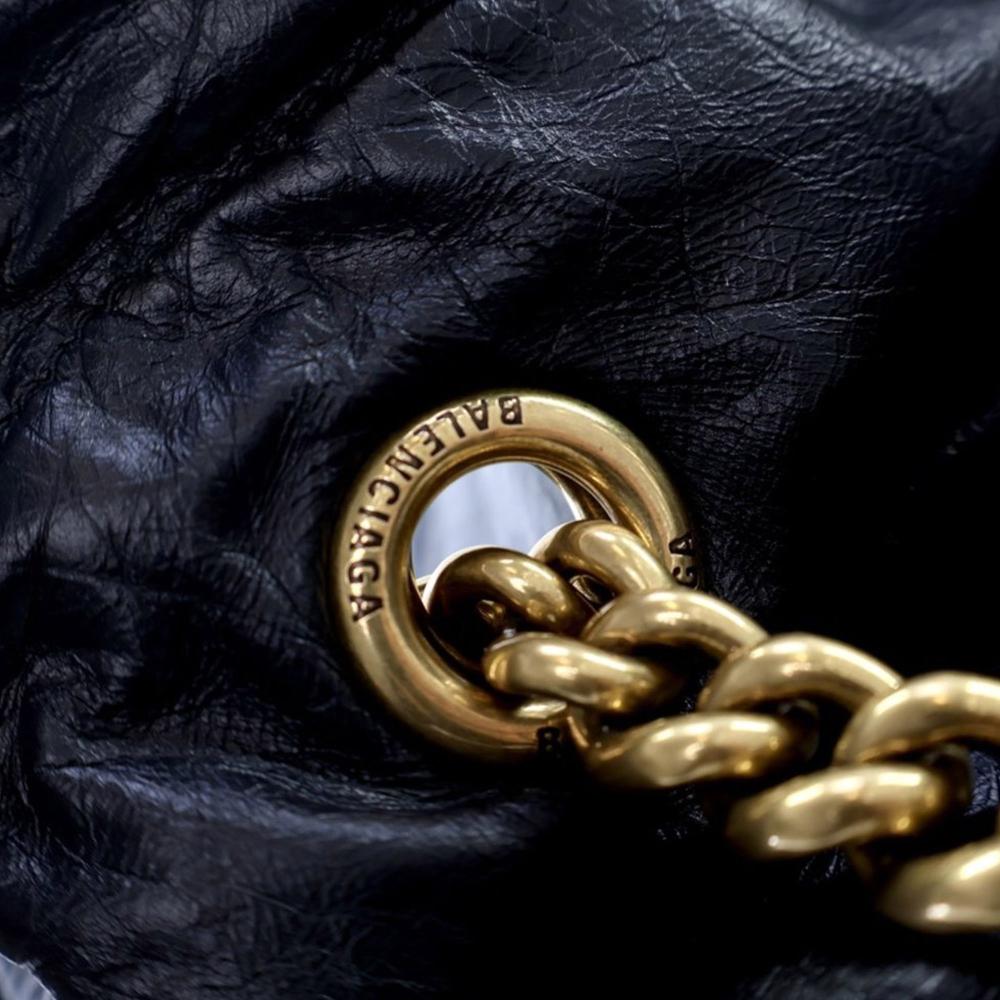 Balenciaga AB Balenciaga Black Calf Leather Medium skin Crush Tote Italy