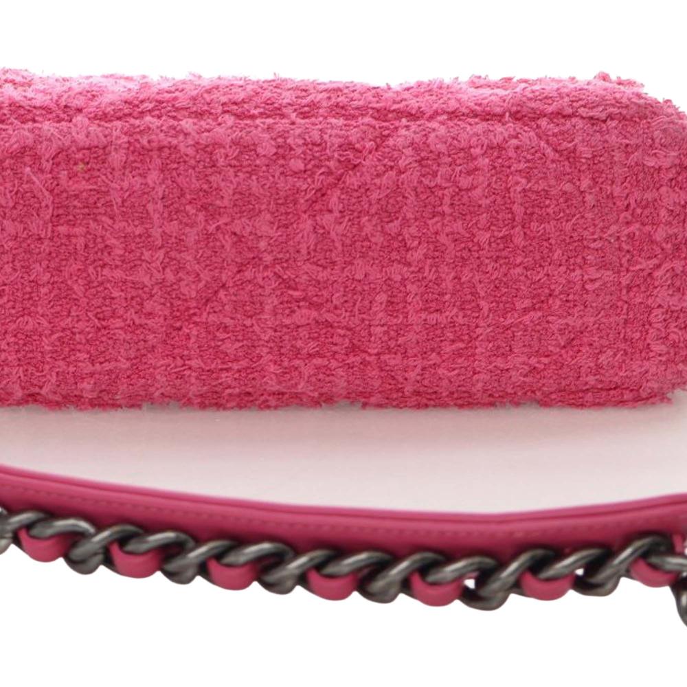 Chanel AB Chanel Pink Hot Pink Tweed Fabric Medium 19 Flap France