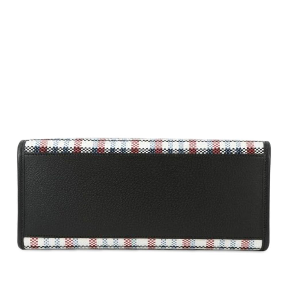 Gucci AB Gucci Brown Beige Canvas Fabric Freya Hartas ICCUG Logo Embroidered Plaid Tote Italy