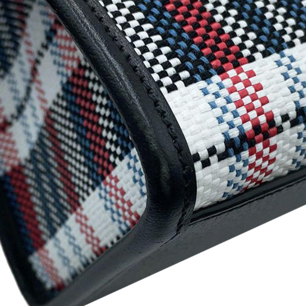 Gucci AB Gucci Brown Beige Canvas Fabric Freya Hartas ICCUG Logo Embroidered Plaid Tote Italy