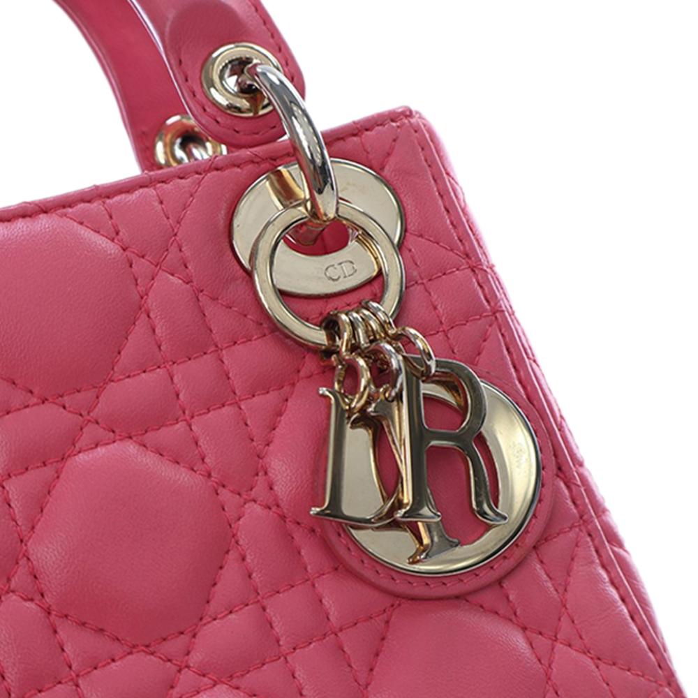 Christian Dior AB Dior Pink Lambskin Leather Leather Mini Lambskin Cannage Lady Dior France