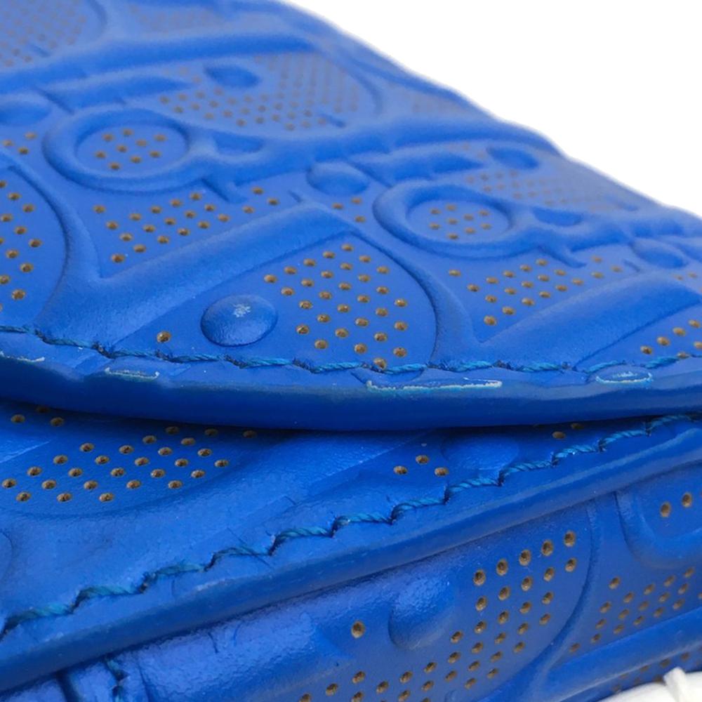 Christian Dior AB Dior Blue Calf Leather Perforated Oblique Embossed skin Saddle Bag Italy