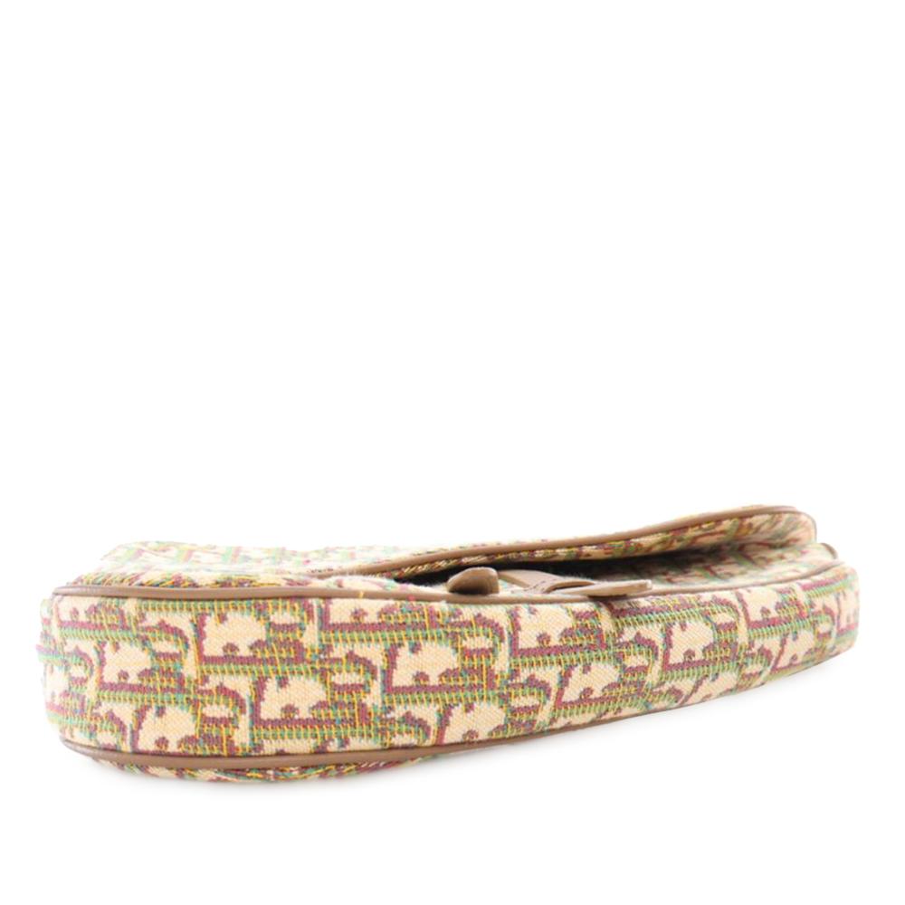 Christian Dior AB Dior Brown Beige Canvas Fabric Multicolor Oblique Saddle Crossbody Italy