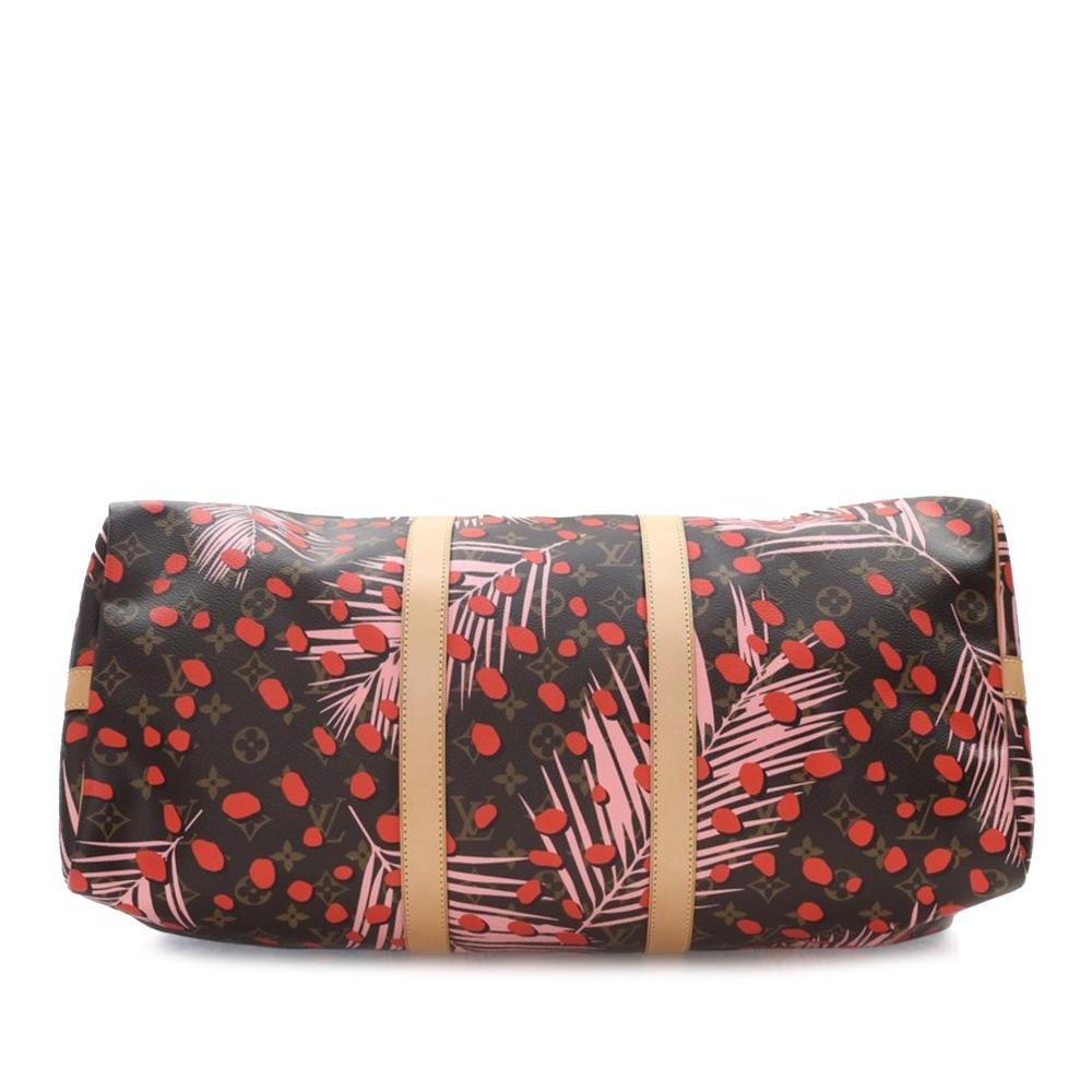 Louis Vuitton AB Louis Vuitton Brown Monogram Canvas Fabric Monogram Jungle Dots Keepall Bandouliere 50 France