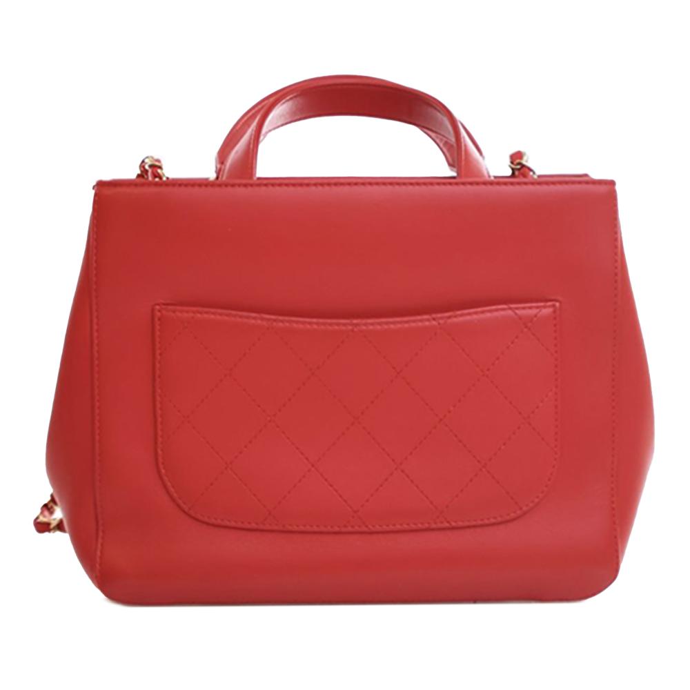 Chanel AB Chanel Red Lambskin Leather Leather Small Lambskin CC Mania Shopping Tote Italy