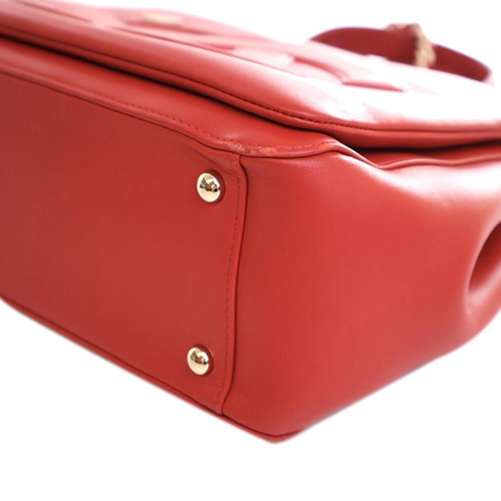 Chanel AB Chanel Red Lambskin Leather Leather Small Lambskin CC Mania Shopping Tote Italy