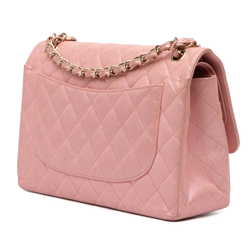 Chanel B Chanel Pink Caviar Leather Leather Jumbo Classic Iridescent Caviar Double Flap France