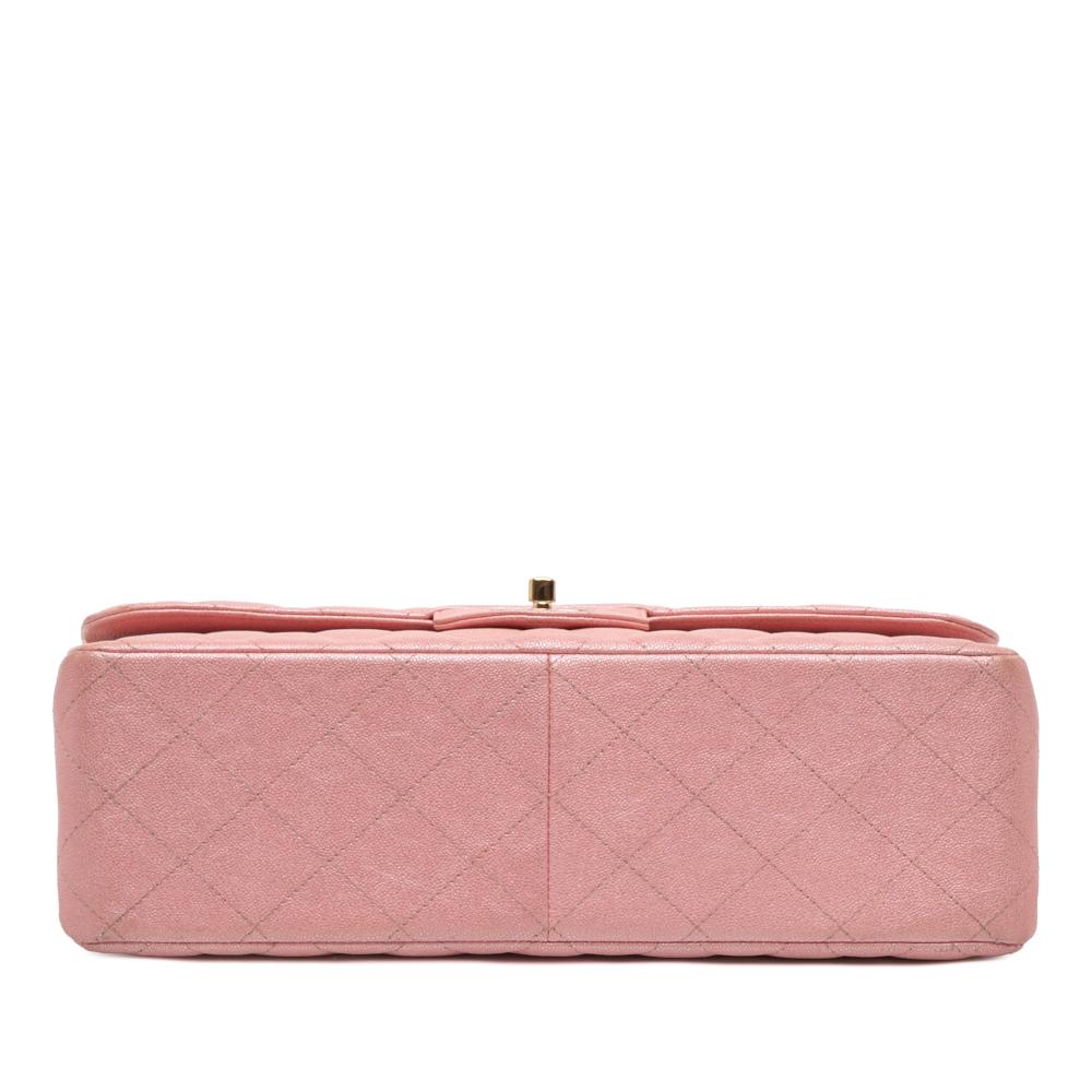 Chanel B Chanel Pink Caviar Leather Leather Jumbo Classic Iridescent Caviar Double Flap France