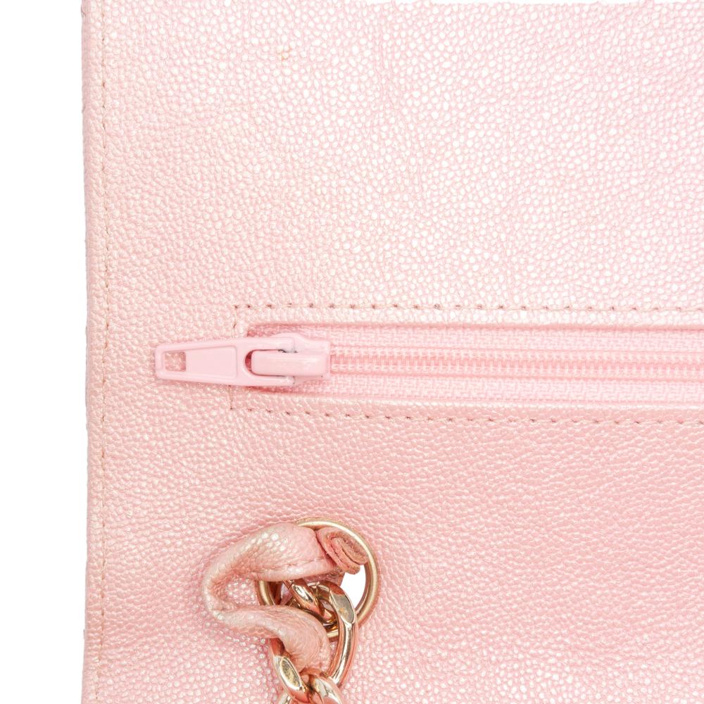 Chanel B Chanel Pink Caviar Leather Leather Jumbo Classic Iridescent Caviar Double Flap France