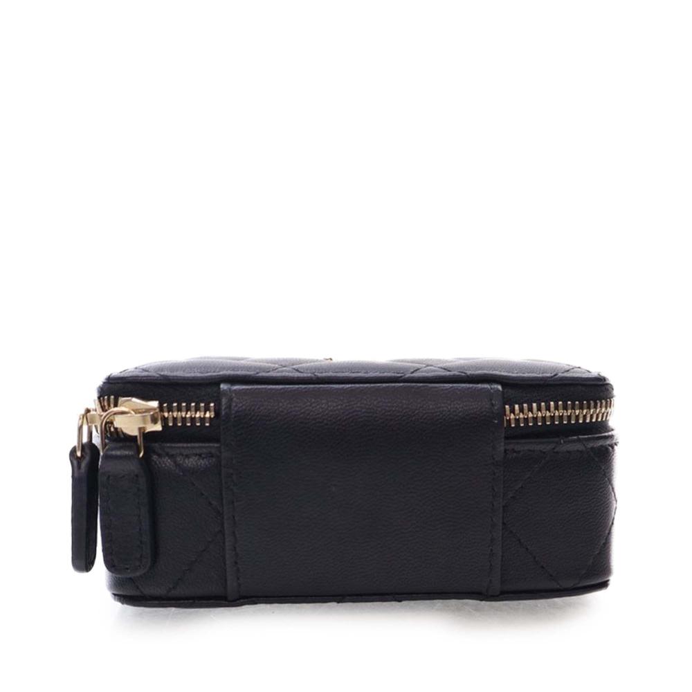 Chanel AB Chanel Black Lambskin Leather Leather Mini Lambskin Trendy CC Cardholder With Chain Italy