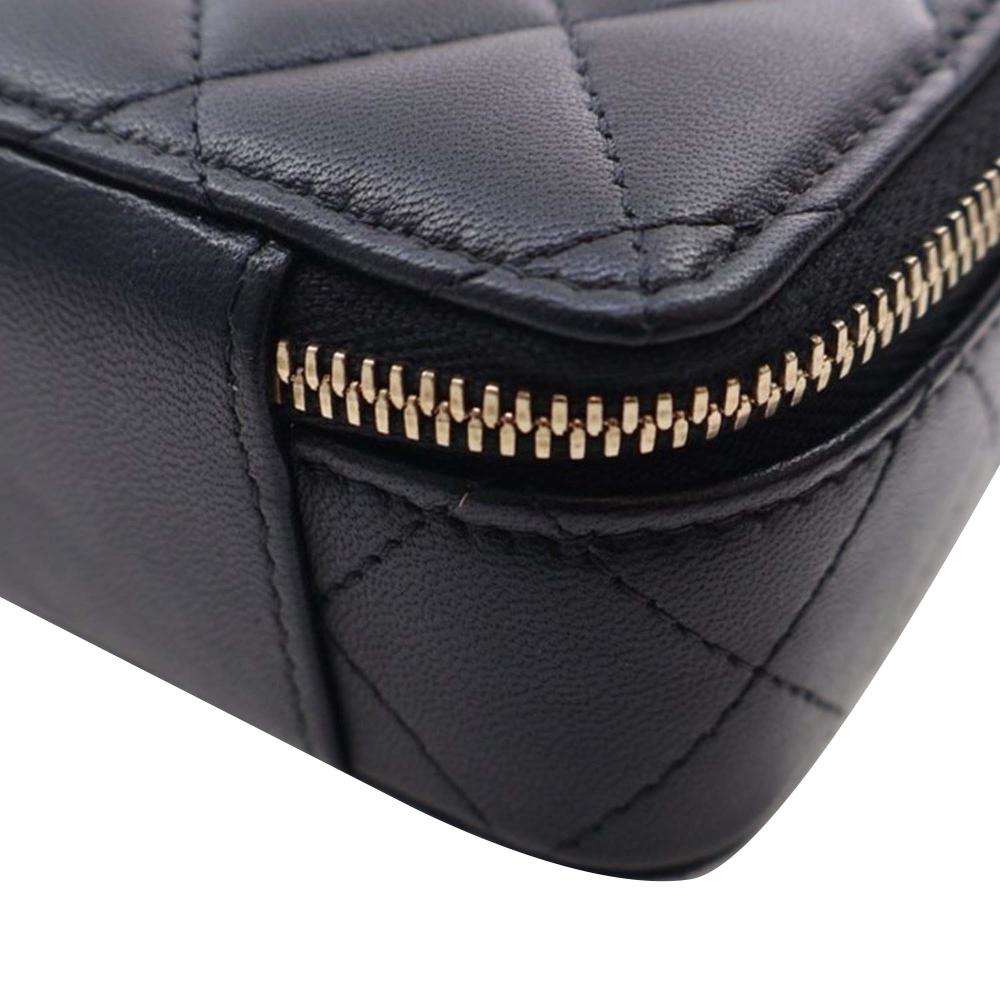 Chanel AB Chanel Black Lambskin Leather Leather Mini Lambskin Trendy CC Cardholder With Chain Italy