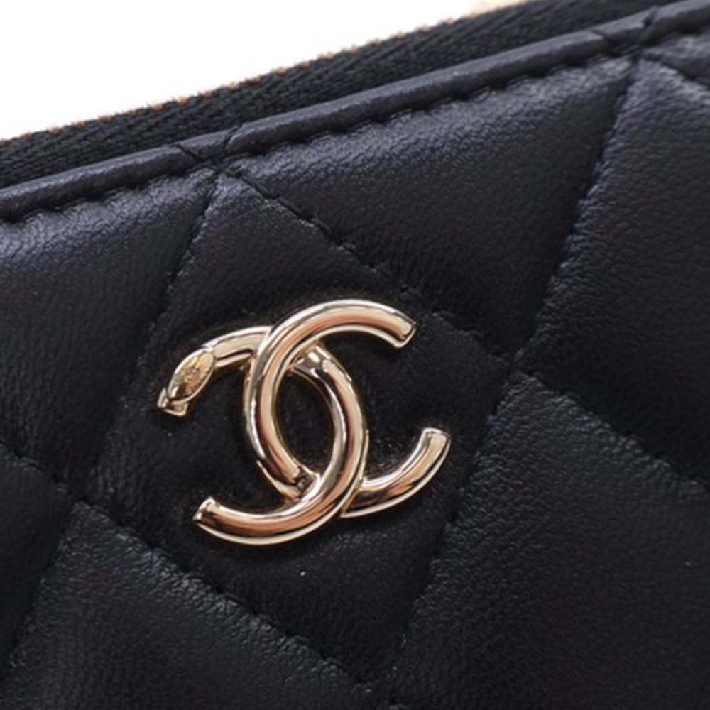 Chanel AB Chanel Black Lambskin Leather Leather Mini Lambskin Trendy CC Cardholder With Chain Italy