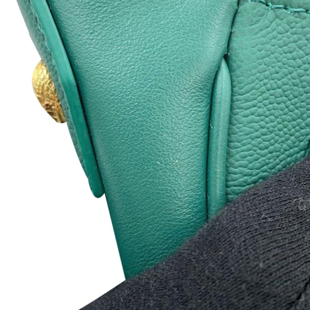 Bvlgari AB Bvlgari Green Calf Leather Small Serpenti Ellipse Satchel Italy